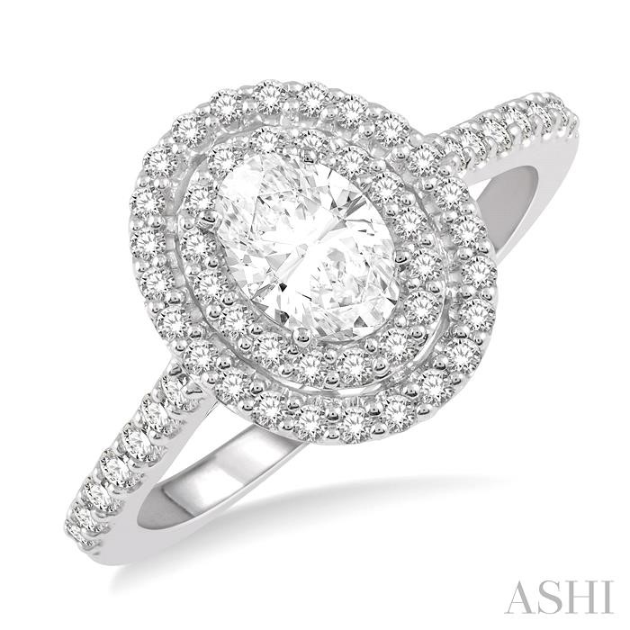 OVAL SHAPE SEMI-MOUNT HALO DIAMOND ENGAGEMENT RING