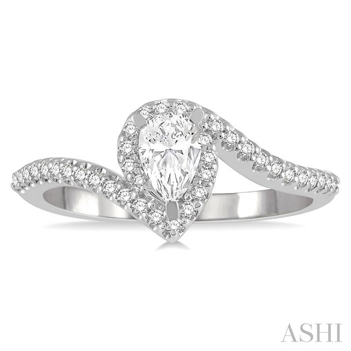 Pear Shape Halo Diamond Engagement Ring-2