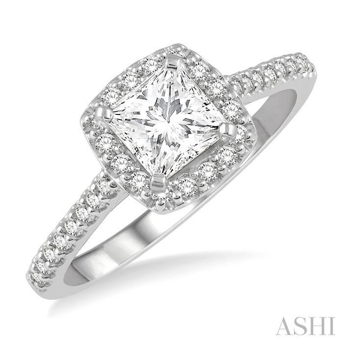 PRINCESS SHAPE HALO DIAMOND ENGAGEMENT RING