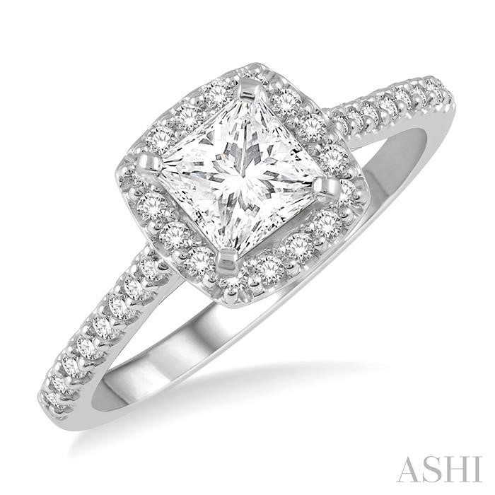 PRINCESS SHAPE HALO DIAMOND ENGAGEMENT RING