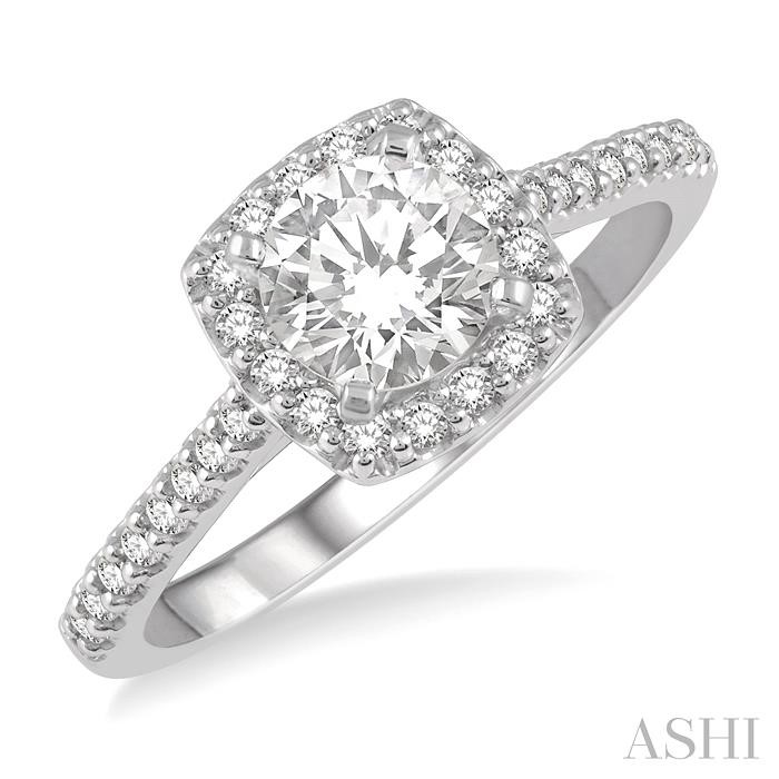 SEMI-MOUNT HALO DIAMOND ENGAGEMENT RING