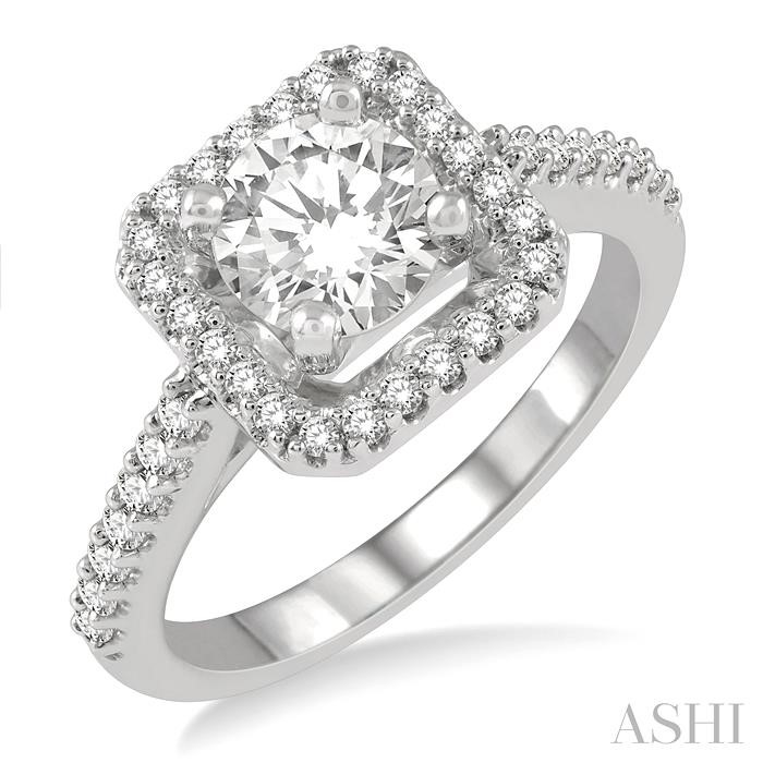 ROUND SHAPE SEMI-MOUNT HALO DIAMOND ENGAGEMENT RING