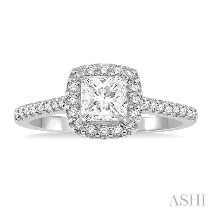 Princess Shape Semi-Mount Halo Diamond Engagement Ring-2