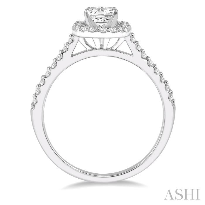 Princess Shape Semi-Mount Halo Diamond Engagement Ring-3