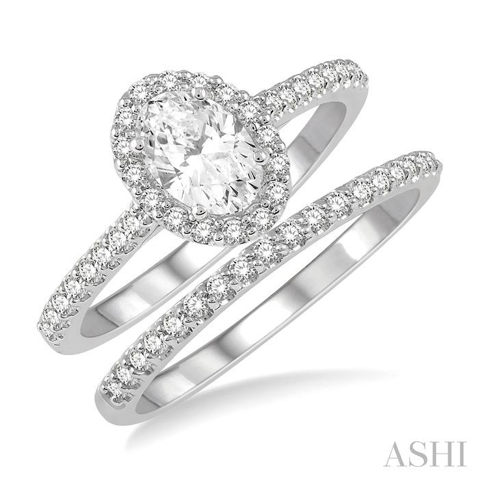 OVAL SHAPE HALO DIAMOND WEDDING SET