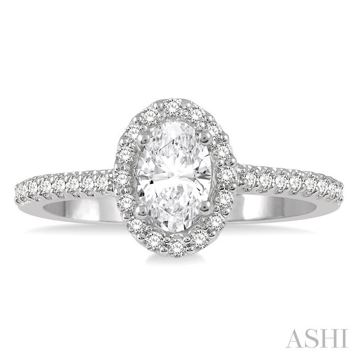 Oval Shape Halo Diamond Engagement Ring-2