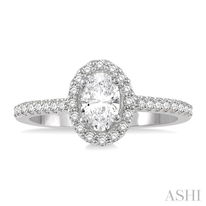 Oval Shape Halo Diamond Engagement Ring-2