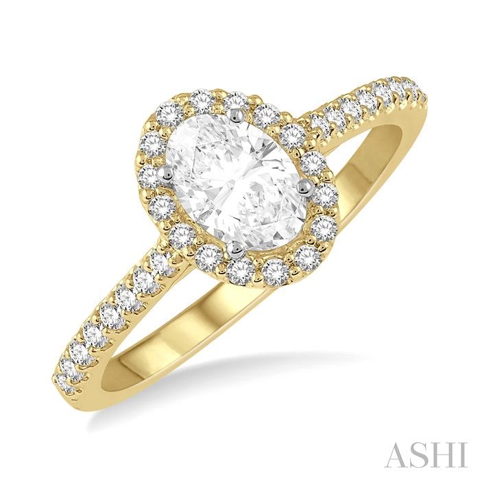 Oval Shape Halo Diamond Engagement Ring