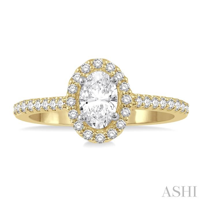 Oval Shape Semi-Mount Halo Diamond Engagement Ring-2