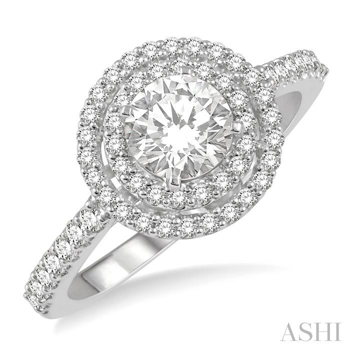 ROUND SHAPE SEMI-MOUNT HALO DIAMOND ENGAGEMENT RING