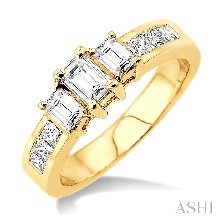 Emerald Shape Past Present & Future Diamond Engagement Ring