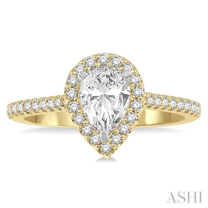 Pear Shape Halo Diamond Engagement Ring-2