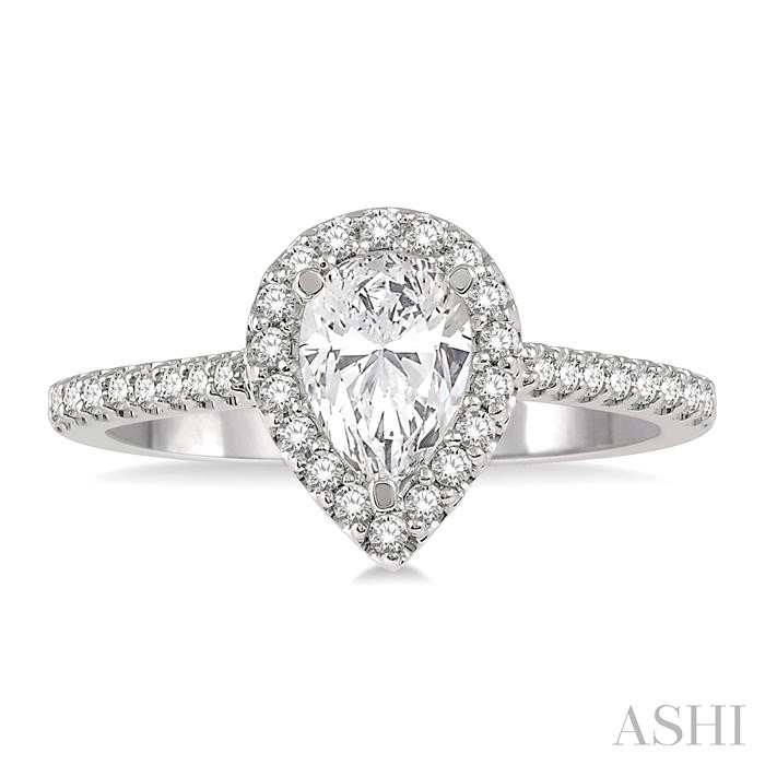 Pear Shape Halo Diamond Engagement Ring-2