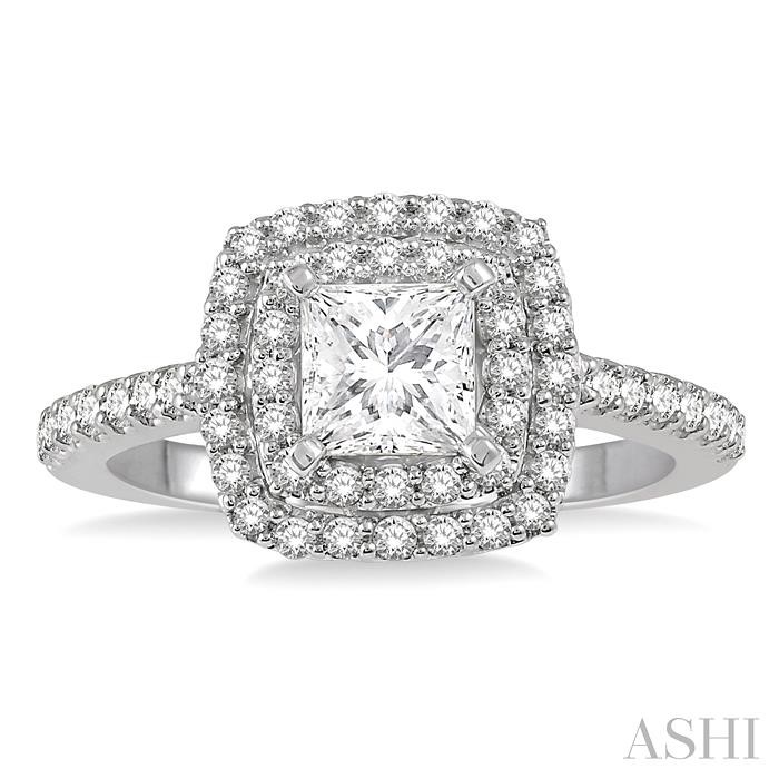 Princess Shape Halo Diamond Engagement Ring-2