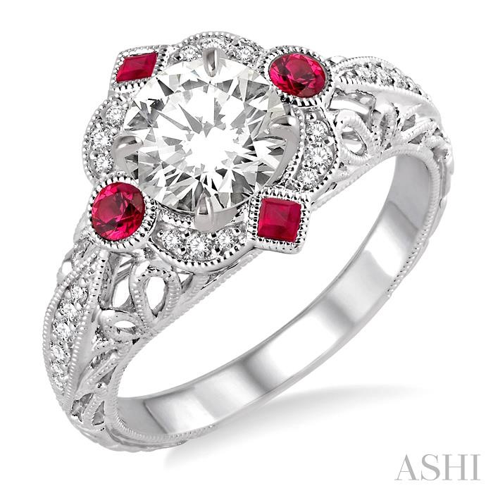 SEMI-MOUNT GEMSTONE & DIAMOND ENGAGEMENT RING