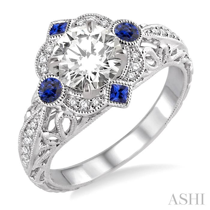 SEMI-MOUNT GEMSTONE & DIAMOND ENGAGEMENT RING