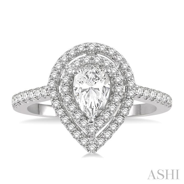 Pear Shape Halo Diamond Engagement Ring-2