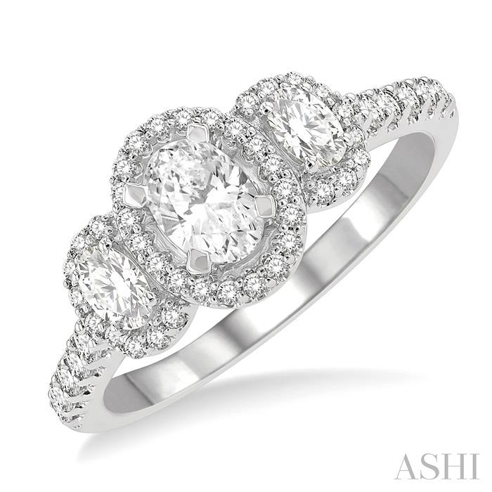 OVAL SHAPE PAST PRESENT & FUTURE HALO DIAMOND ENGAGEMENT RING