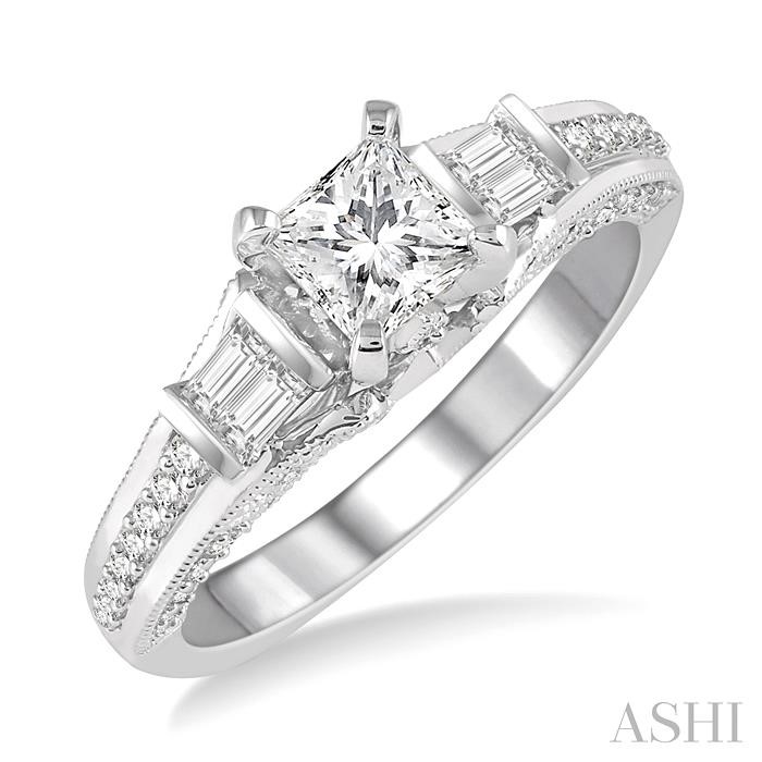 PRINCESS SHAPE SEMI-MOUNT DIAMOND ENGAGEMENT RING