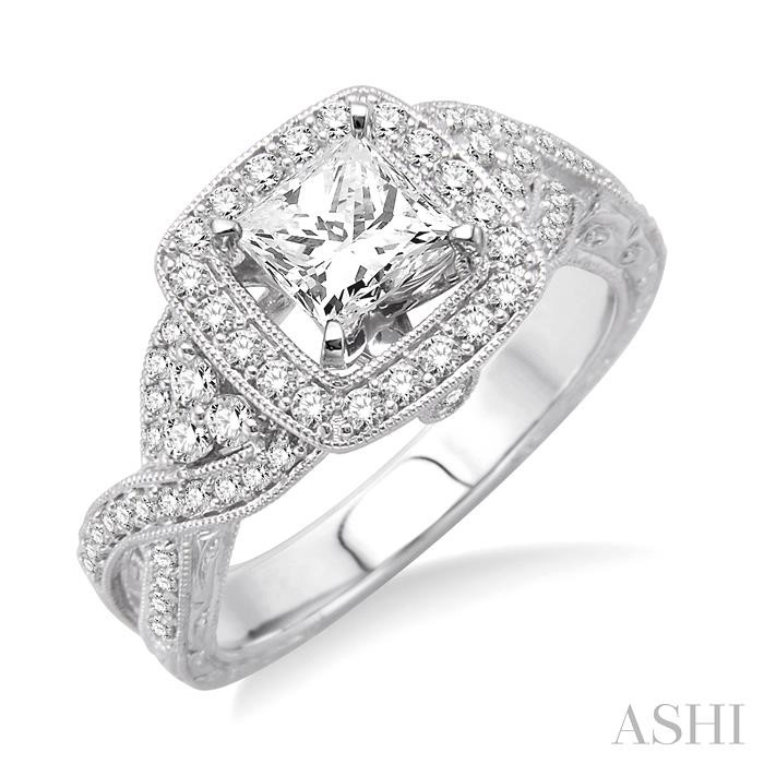 PRINCESS SHAPE HALO DIAMOND ENGAGEMENT RING