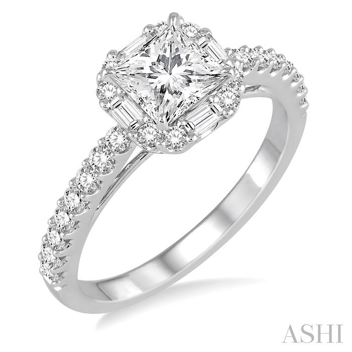 Princess Shape Halo Diamond Engagement Ring
