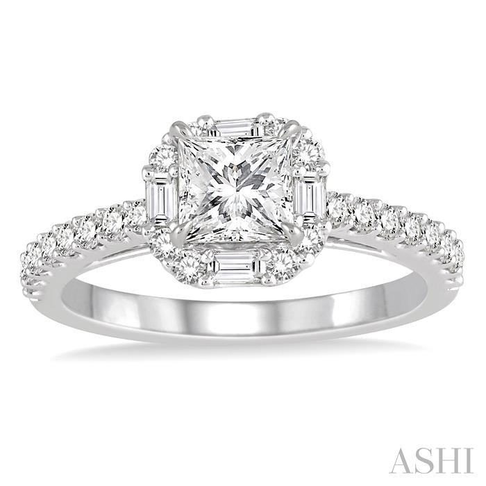 Princess Shape Halo Diamond Engagement Ring-2