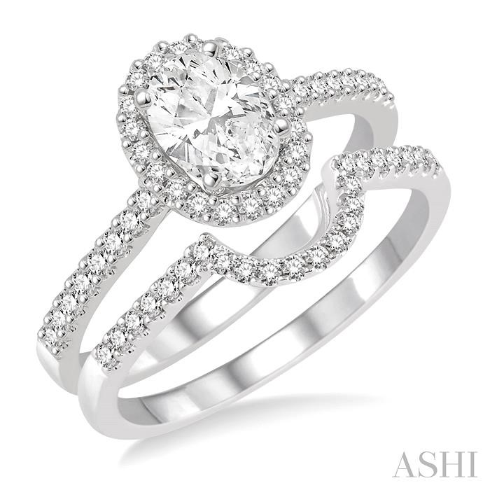 OVAL SHAPE HALO DIAMOND WEDDING SET