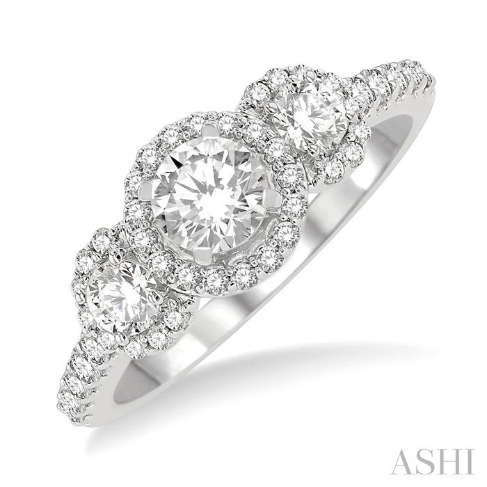 PAST PRESENT & FUTURE HALO DIAMOND ENGAGEMENT RING