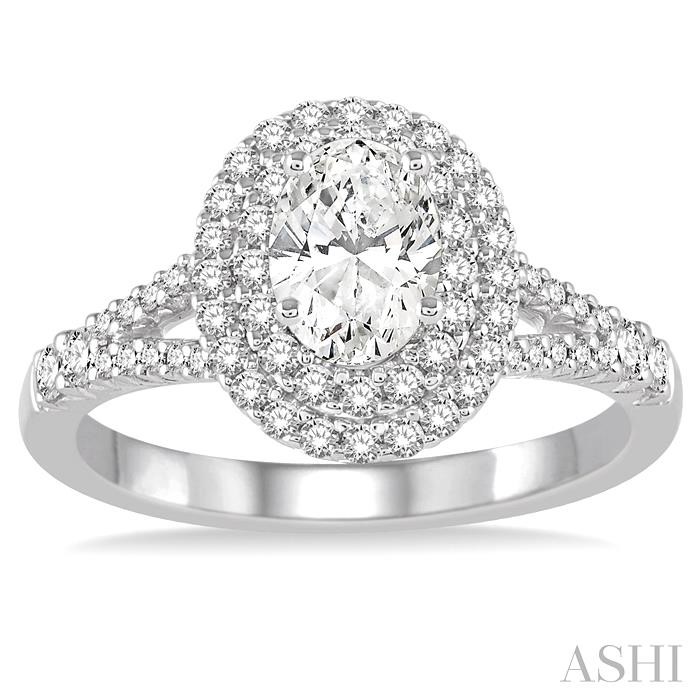 Oval Shape Halo Diamond Engagement Ring-2