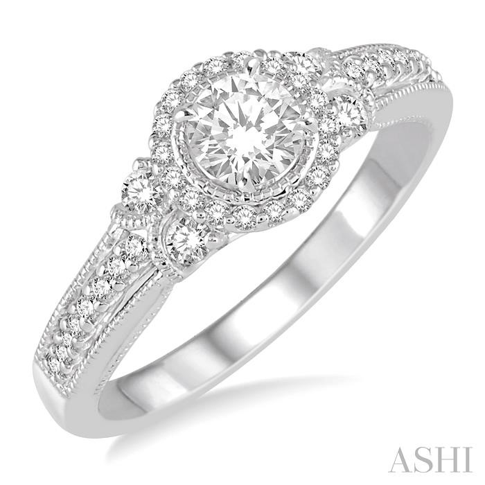 SEMI-MOUNT HALO DIAMOND ENGAGEMENT RING