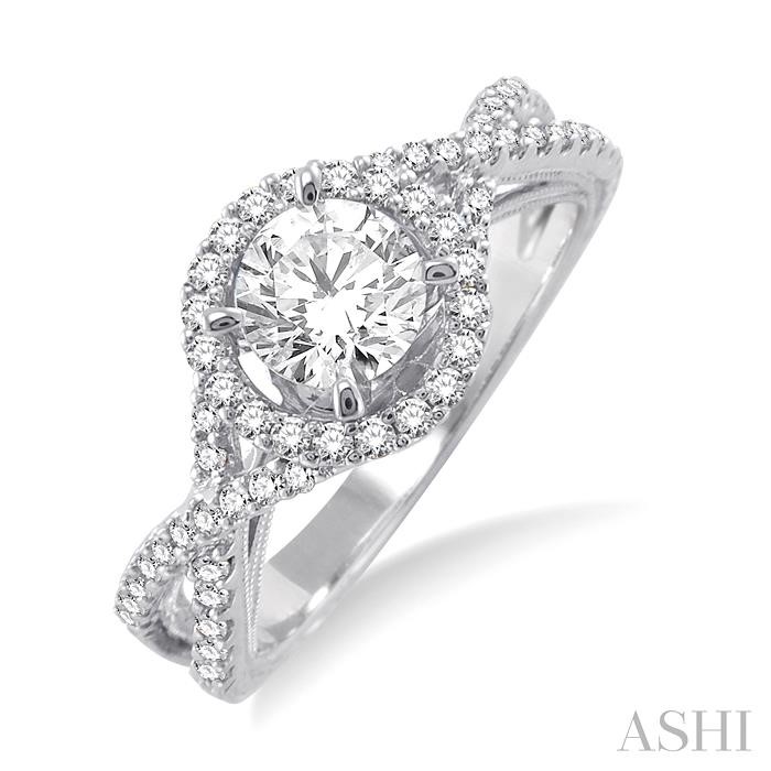 SEMI-MOUNT HALO DIAMOND ENGAGEMENT RING