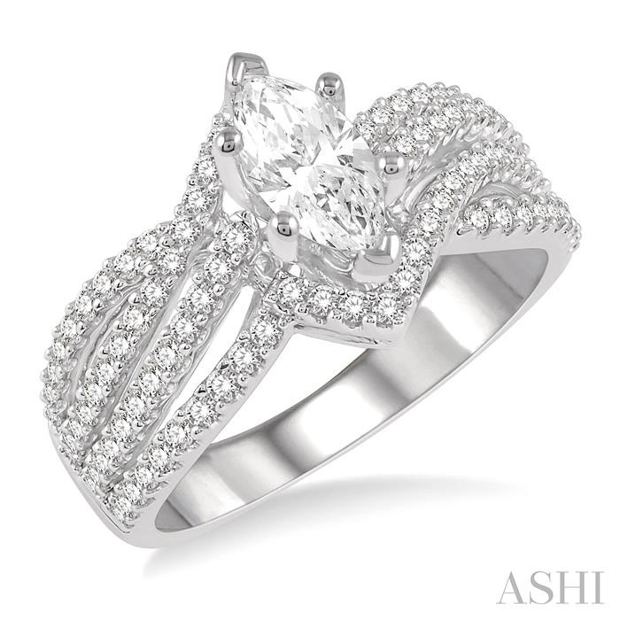 MARQUISE SHAPE SEMI-MOUNT DIAMOND ENGAGEMENT RING