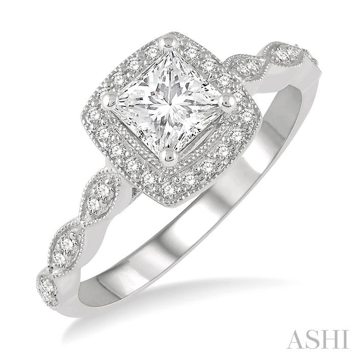 PRINCESS SHAPE HALO DIAMOND ENGAGEMENT RING