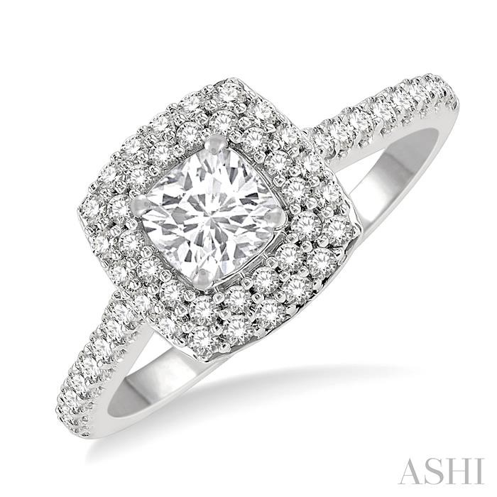 ROUND SHAPE SEMI-MOUNT HALO DIAMOND ENGAGEMENT RING