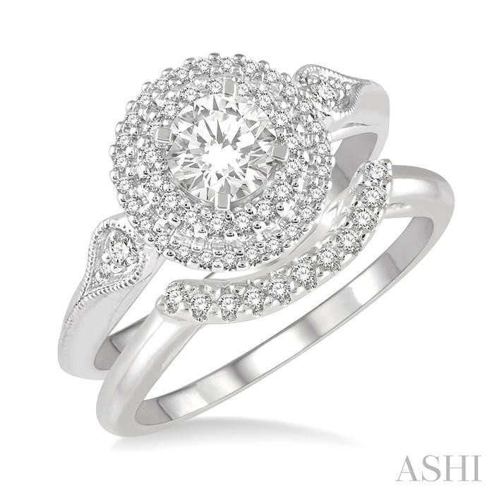 HALO DIAMOND WEDDING SET