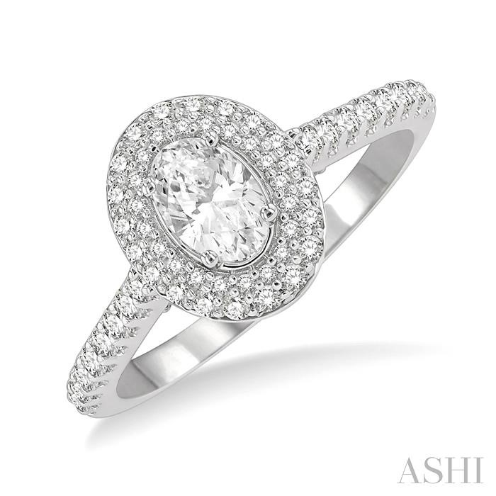 OVAL SHAPE HALO DIAMOND ENGAGEMENT RING