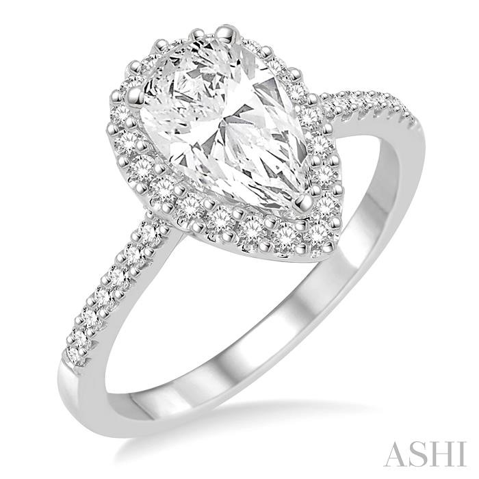 PEAR SHAPE SEMI-MOUNT HALO DIAMOND ENGAGEMENT RING