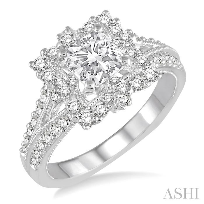 CUSHION SHAPE SEMI-MOUNT DIAMOND ENGAGEMENT RING