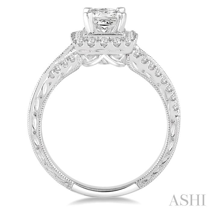 Princess Shape Semi-Mount Halo Diamond Engagement Ring-3