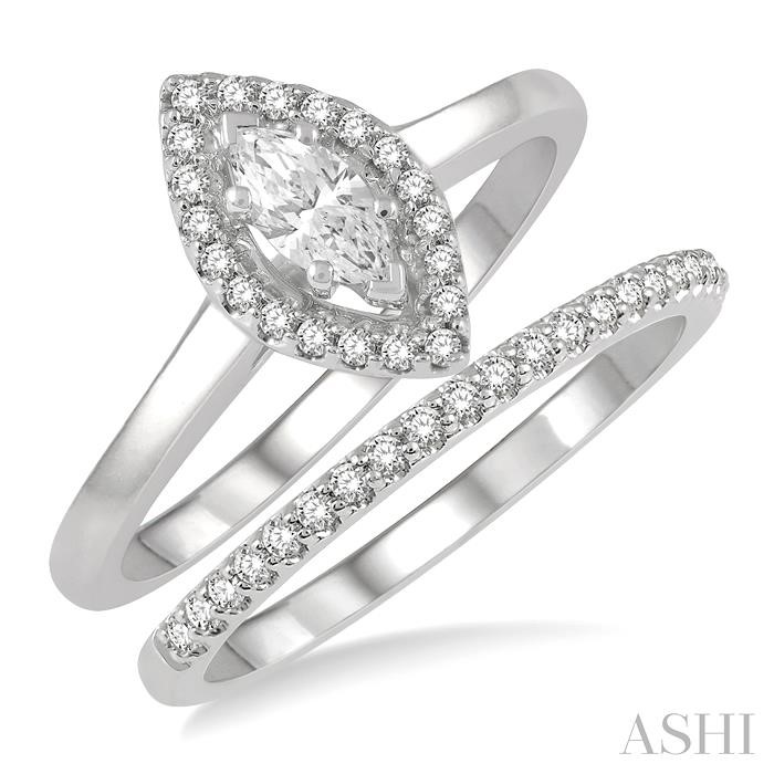 MARQUISE SHAPE DIAMOND WEDDING SET