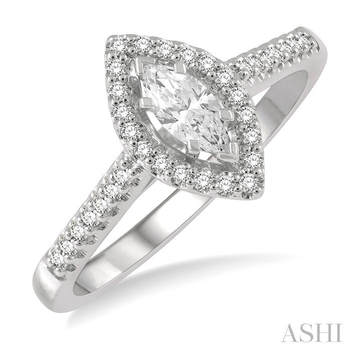 MARQUISE SHAPE SEMI-MOUNT HALO DIAMOND ENGAGEMENT RING