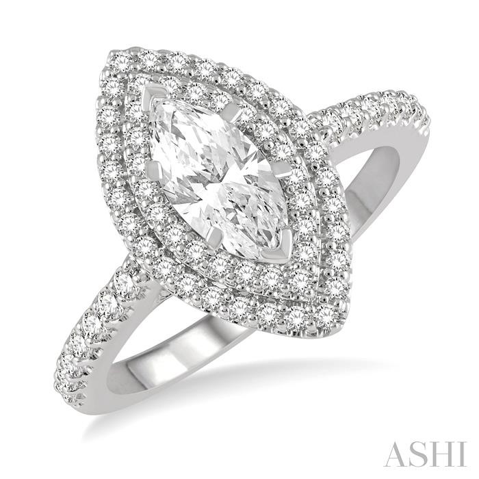 MARQUISE SHAPE SEMI-MOUNT HALO DIAMOND ENGAGEMENT RING