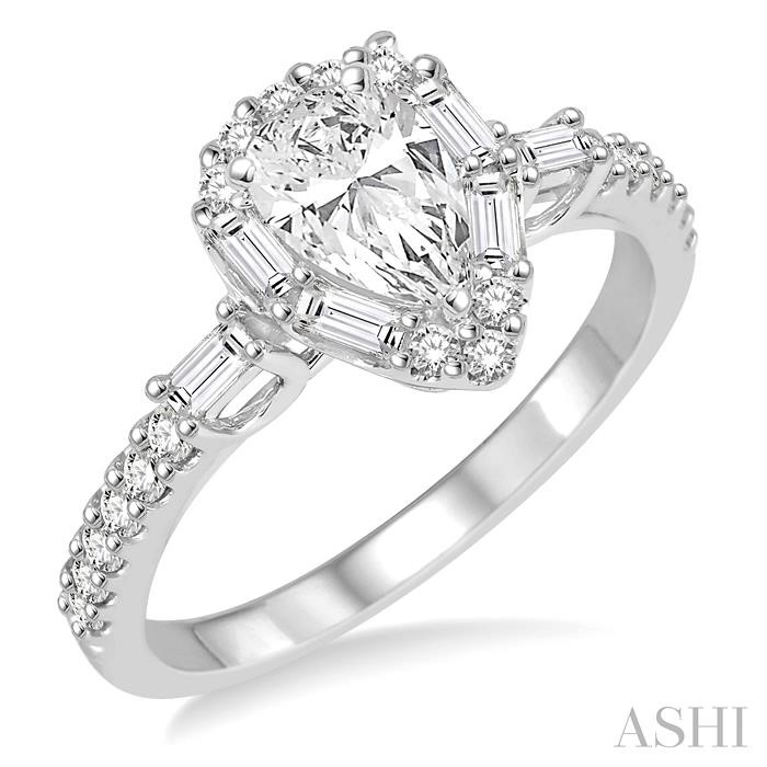 Pear Shape Halo Diamond Engagement Ring