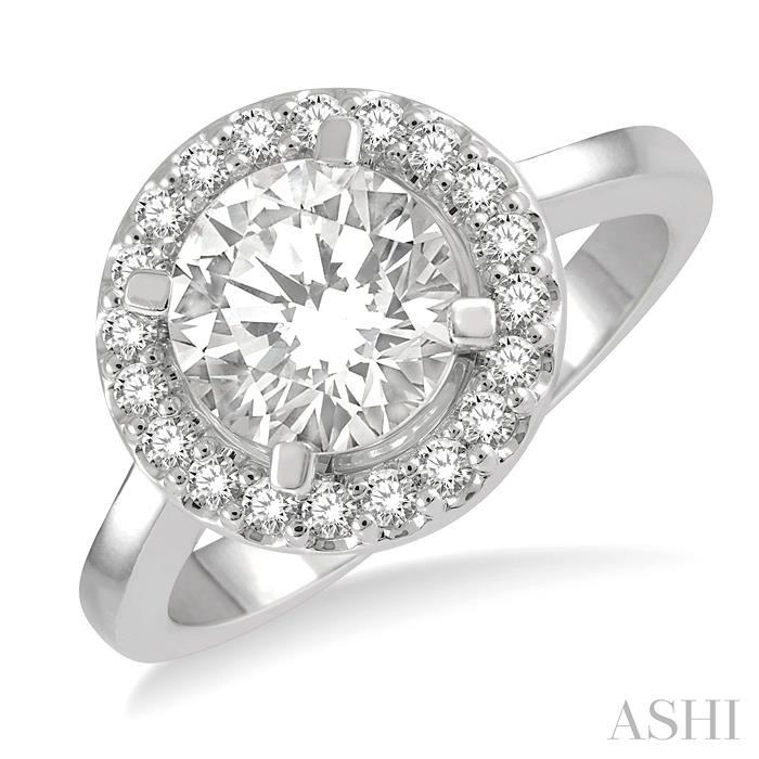 ROUND SHAPE SEMI-MOUNT HALO DIAMOND ENGAGEMENT RING