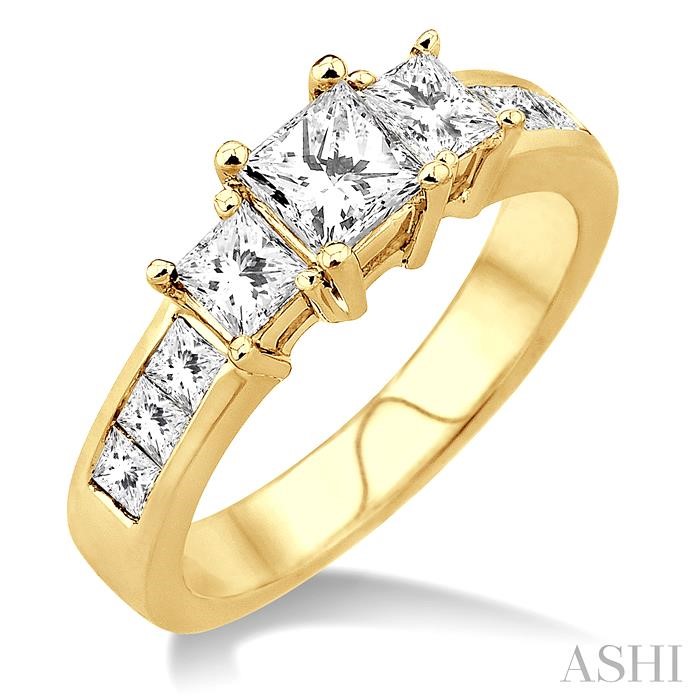 PRINCESS SHAPE PAST PRESENT & FUTURE DIAMOND ENGAGEMENT RING