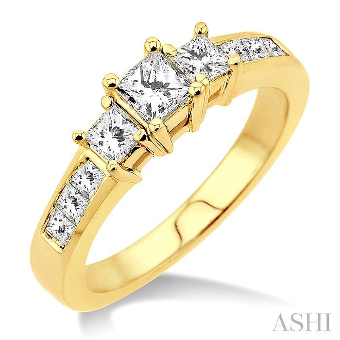 PRINCESS SHAPE PAST PRESENT & FUTURE DIAMOND ENGAGEMENT RING