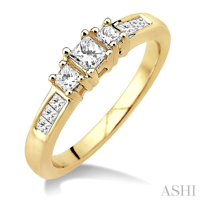 PRINCESS SHAPE PAST PRESENT & FUTURE DIAMOND ENGAGEMENT RING