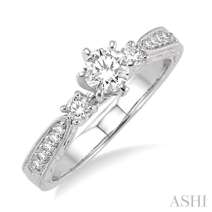 ROUND SHAPE PAST PRESENT & FUTURE DIAMOND ENGAGEMENT RING