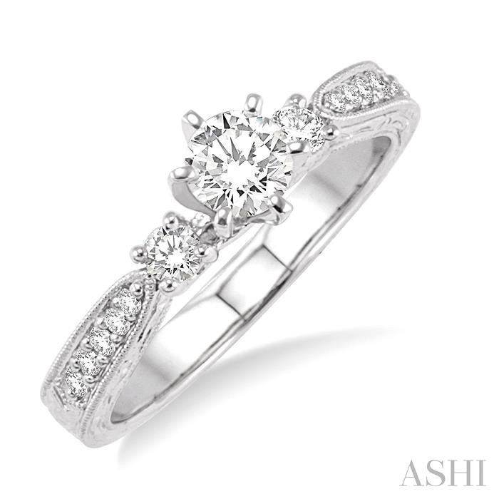 ROUND SHAPE PAST PRESENT & FUTURE SEMI-MOUNT DIAMOND ENGAGEMENT RING