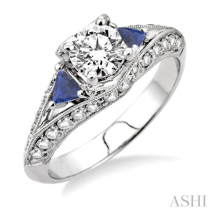 SEMI-MOUNT GEMSTONE & DIAMOND ENGAGEMENT RING